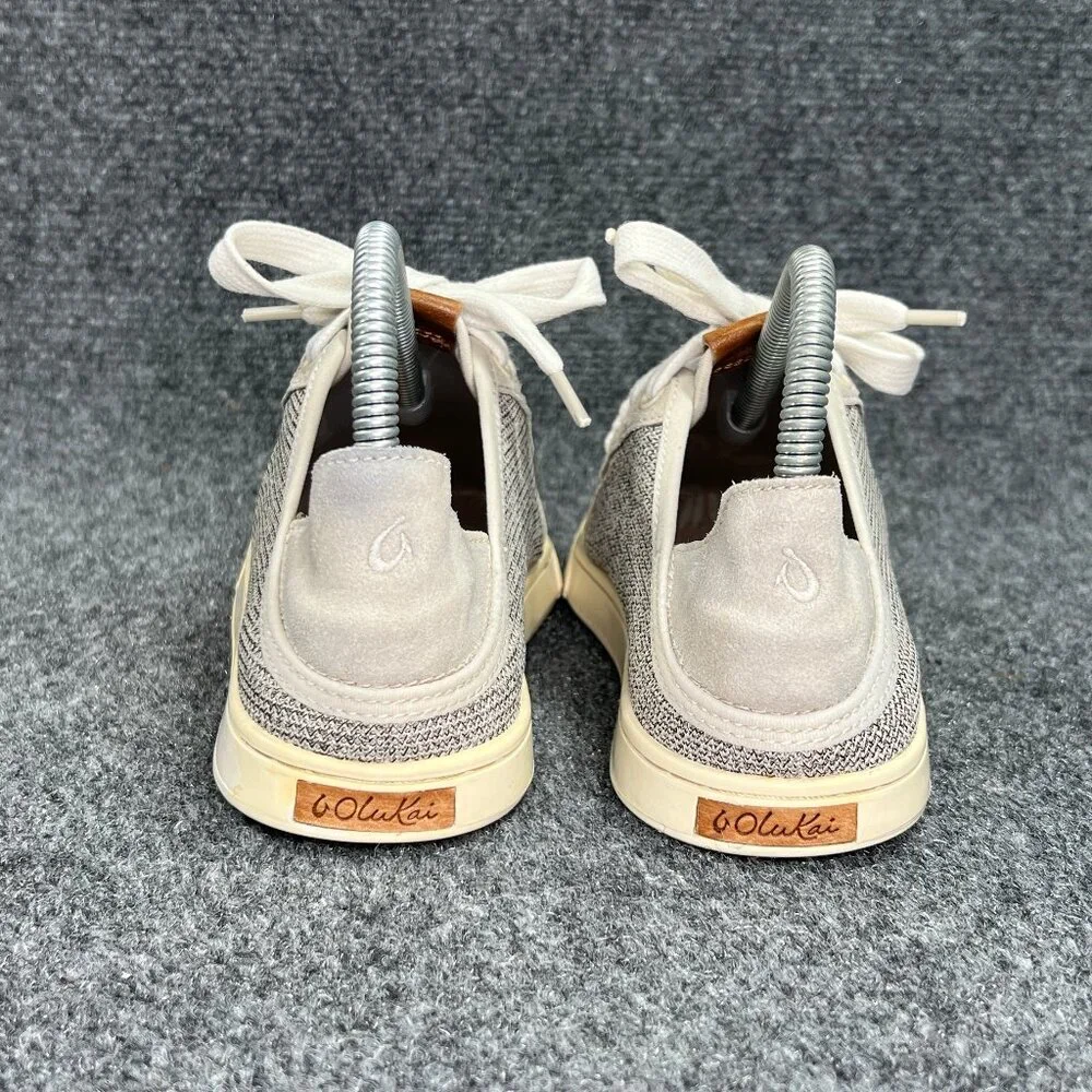 OluKai Pehuea Lī Sneakers Women's Size 6.5 Tan Convertible Heel Lace Beach Shoes